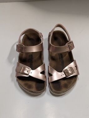 Birkenstock Kids Girl's 32 Rio Metallic Rose Gold Birko-Flor Sandals US 1-1.5